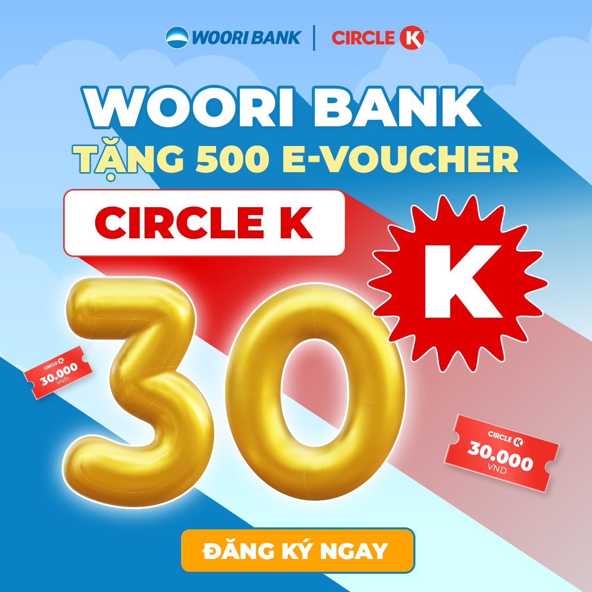 Woori Bank tặng khách hàng 500 evoucher Circle K 30K Ngân hàng